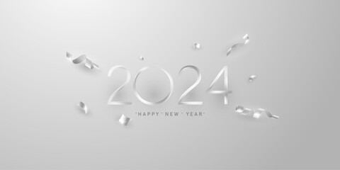 happy new year 2024 with elegant typography design template 2024 new year celebration ideas for greeting card banners and post templates.