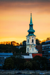 church at sunset budapest