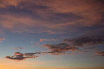 Fototapeta na wymiar Beautiful colored sky background in the evening