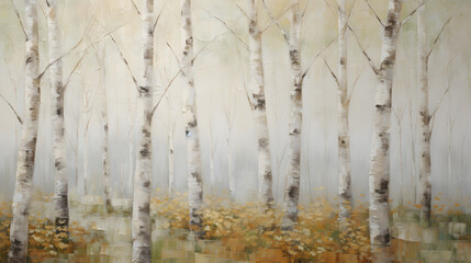 Fototapeta premium oil painting of forest birch trees texture marble. Generative AI.