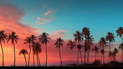 Fototapeta na wymiar Copy Space Silhouette Tropical Palm Tree, HD, Background Wallpaper, Desktop Wallpaper