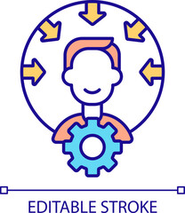 2D simple editable metacognition icon representing learning theories, isolated vector, thin line illustration.