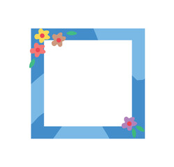 Cute frame decoration in cartoon design. This art work allow to add a burst of blue color and decorative flair to images with this lively design frame, an essential part of set. Vector illustration.