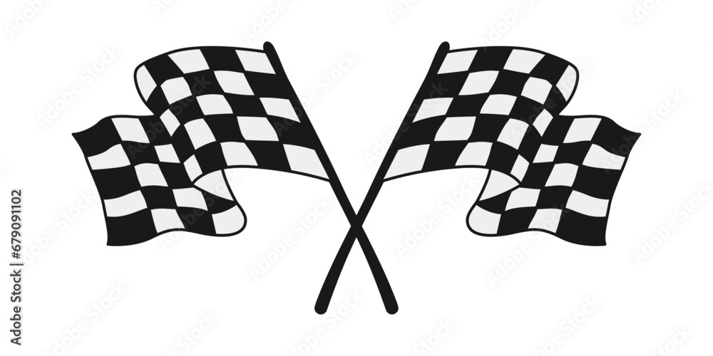 Poster Formula 1 championship, isolated flags. Checkered simple isolated flags. Two crossed racing flags. Vector.