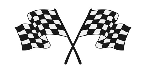 Formula 1 championship, isolated flags. Checkered simple isolated flags. Two crossed racing flags. Vector.