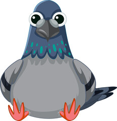 Cute Pigeon Bird Cartoon Character Sitting Isolated