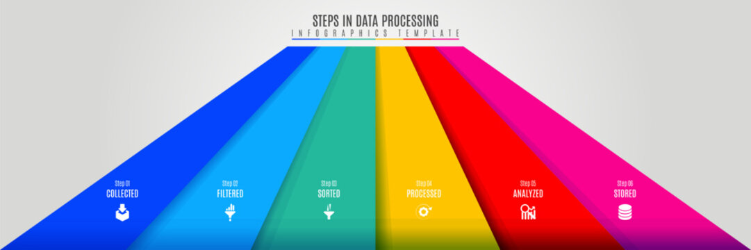 Vector Infographic label design with icons and 6 options or steps For DATA Processing. Infographics for business concept. Can be used for presentations banner, layout, process diagram, flow chart