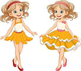 Fototapeta na wymiar Fantasy Party Princess Dress for Cartoon Girl Characters