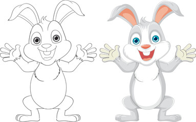 Cheerful Rabbit Cartoon Character Smiling in Vector Illustration