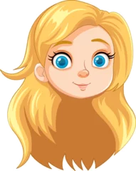 Rolgordijnen Beautiful Blonde Girl with Long Hair in Cartoon Style © GraphicsRF