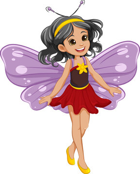 Adorable Cartoon Fairy Girl with Butterfly Wings