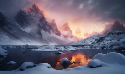 stunning landscape of snowy mountains