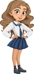 Wandcirkels plexiglas Smiling Teen Girl Student in Uniform © GraphicsRF