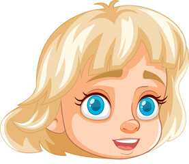 Smiling Cartoon Girl with Cute Short Blonde Hair