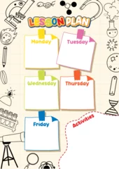 Keuken foto achterwand Weekly Lesson Plan Template for Monday to Friday © GraphicsRF