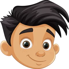 Wandcirkels plexiglas Smiling Handsome Boy with Black Hair and Brown Eyes © GraphicsRF