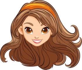 Wandcirkels plexiglas Beautiful Woman with Long Hair and Headband © GraphicsRF