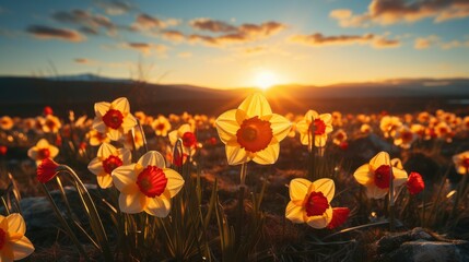 Field Flowering Daffodils Spring Near Padstow, HD, Background Wallpaper, Desktop Wallpaper