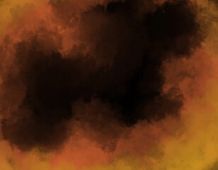 抽象的なオレンジ色の霧煙のテクスチャ背景素材/背景色黒タイプ