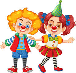 Colorful Circus Clown Party with Cute Cartoon Characters