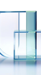 Transparent glass cubes on a white background.