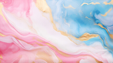 watercolor paint background pink blue color and golden texture marble. Generative AI. - obrazy, fototapety, plakaty