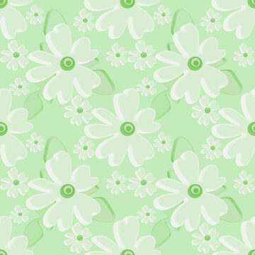 Decorative flower. Chamomile. image on a white and colored background. Seamless pattern.