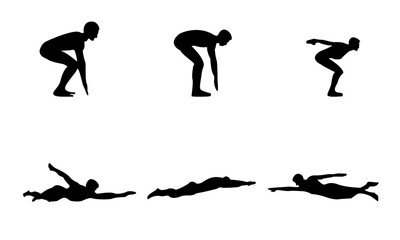 Free vector hand drawn swimming / olympic sports silhouettes set