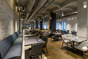 Interior of a hotel lounge restaurant