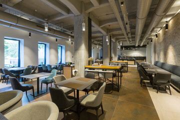 Interior of a hotel lounge restaurant