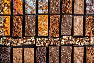 overhead view of freshly baked bars neatly arranged in a row