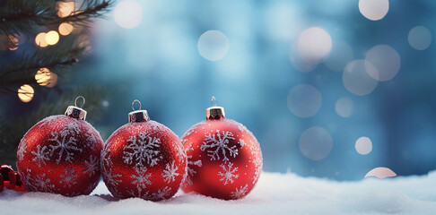 christmas background with snow and bokeh