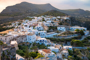 Kythira,Greece-08262023: A view of the city of Kythira from the Castle of Chora