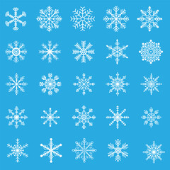 Cute snowflakes collection isolated on background.