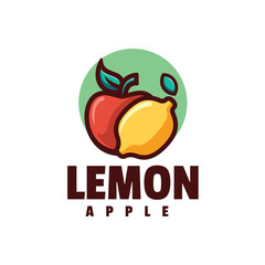 Lemon apple - colorful, illustration & simple logo 