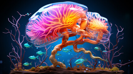 jellyfish in aquarium HD 8K wallpaper Stock Photographic Image