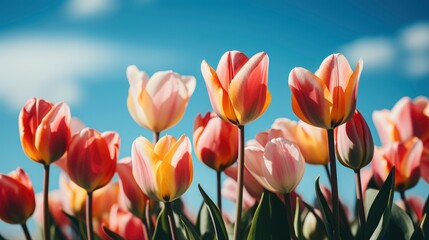 Bright Sunny Day May Tulip Field, HD, Background Wallpaper, Desktop Wallpaper