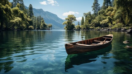 Naklejka na ściany i meble Canoes Lake Surrounded By Tropical Trees, HD, Background Wallpaper, Desktop Wallpaper