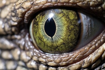 Naklejka na ściany i meble close-up of an alligators eye in daylight
