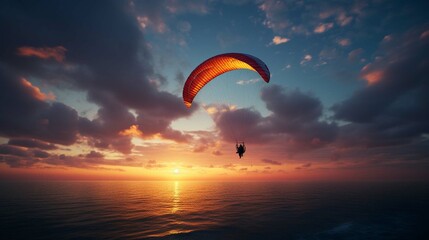 paragliding in the sunset - obrazy, fototapety, plakaty