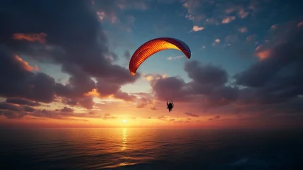 Fotobehang paragliding in the sunset © Ammar