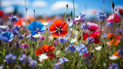 flowers in the field HD 8K wallpaper Stock Photographic Image