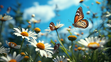 butterfly on a flower HD 8K wallpaper Stock Photographic Image