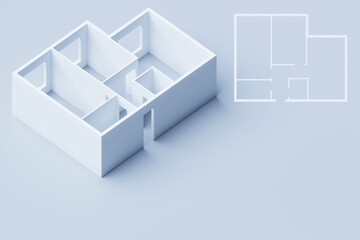 Fototapeta premium 3d rendering of white furnished model of home apartment