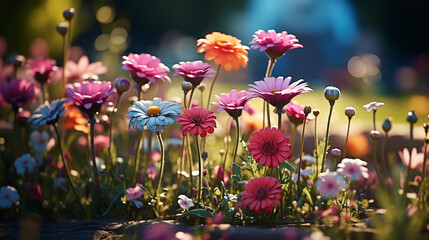flowers in the park HD 8K wallpaper Stock Photographic Image