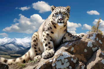 snow leopard in its natural habitat
