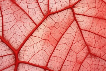 texture of red maple leaf veins under sunlight