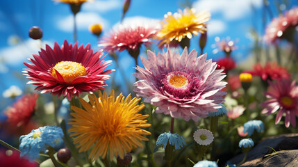 Fototapeta na wymiar red and yellow flowers HD 8K wallpaper Stock Photographic Image