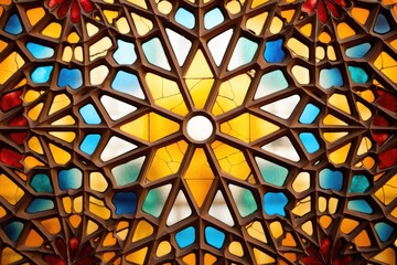 close-up of stained glass window patterns
