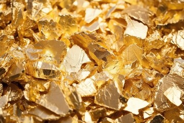 close-up shot of irregular gold foil pieces